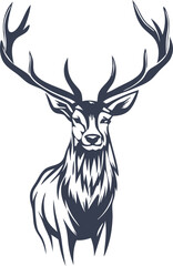 Naklejka premium Majestic Stag, Antlers, Wildlife, Nature, Forest, Design, Logo, Emblem, Icon, Graphic