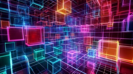 Obraz premium A vibrant background showcasing geometric cube designs. 