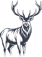 Naklejka premium Majestic Stag Elegant Deer Antler Wildlife Nature Graphic Design