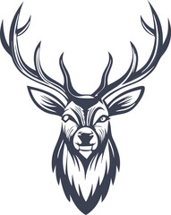 Fototapeta premium Majestic Stag Head, Antlered Deer, Wildlife Logo Design