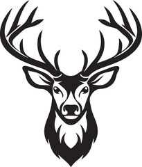 Naklejka premium Majestic Deer Head Silhouette Antlers, Nature, Wildlife, Symbol