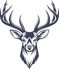 Naklejka premium Majestic Deer Head Logo Antlers, Wildlife, Nature, Design