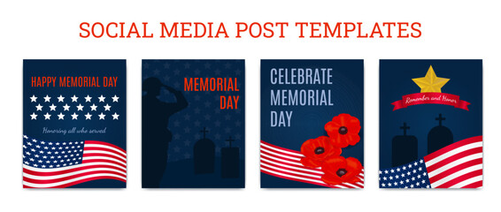 memorial day and veterans day social media post template