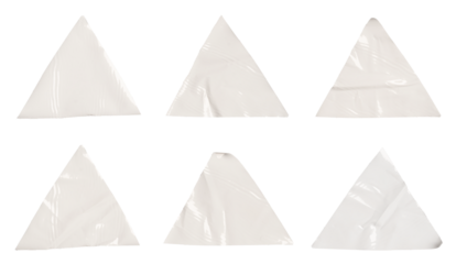 Set of Triangle sign with white paper stickers, Copy space for text preview tags labels elements design, isolated on white background, png