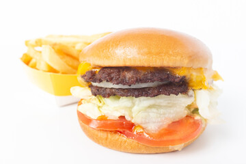 Cheeseburger on a white background