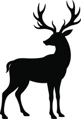 Obraz premium Majestic Black Silhouette Stag Deer Antler Animal Wildlife Nature Graphic