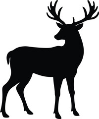 Fototapeta premium Majestic Black Silhouette Deer Antlers Wildlife Nature Forest Animal