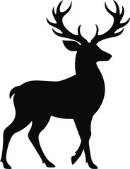 Obraz premium Majestic Stag Silhouette Elegant Black Deer, Antlered Animal