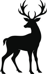 Obraz premium Majestic Black Buck Silhouette Elegant Antlered Deer Profile