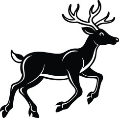 Fototapeta premium Majestic Black Stag Silhouette Medieval Style, Running Deer