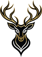 Fototapeta premium Elegant Black and Gold Deer Head Logo Design Graphic