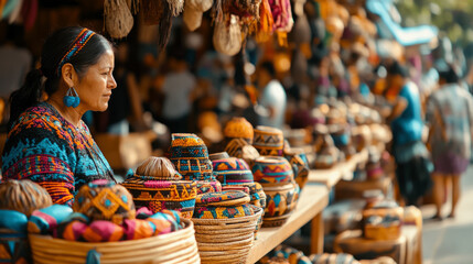 Colorful handcrafted textiles market in guatemala local culture vibrant environment street view artisan craftsmanship
