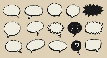 Hand-Drawn Speech Bubbles Collection - Set of various hand-drawn speech bubbles, perfect for adding a unique touch to your designs. Includes different shapes and styles