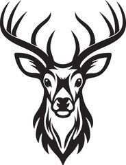 Majestic Stag Head, Black and White, Antlered Deer, Wildlife Logo