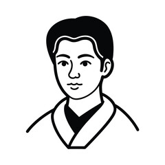 Cartoon vector illustration of a smiling businessman with long hair