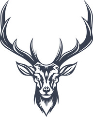 Majestic Stag Head, Elegant Antlers, Wildlife Logo Design