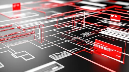 Abstract Red and White Digital Network Interface