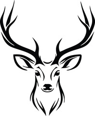 Elegant Deer Head Silhouette Wildlife, Nature, Antlers, Art, Design