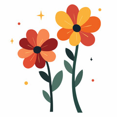 Hand drawn floral botanical illustration in Scandinavian style. Cute vector illustration of bouquet of yellow garden flowers