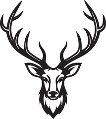 Majestic Stag Head Antlers Silhouette Wild Nature Graphic Design