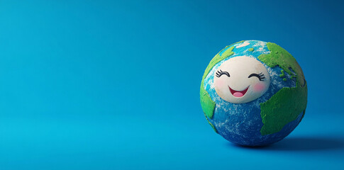 Happy Earth Day Cute Smiling Planet Earth 3D Render Illustration