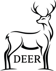 Obraz premium Elegant Deer Silhouette Logo Design Wildlife, Nature, Antlers