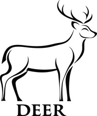 Fototapeta premium Elegant Deer Silhouette, Artistic Line Drawing, Wildlife Vector