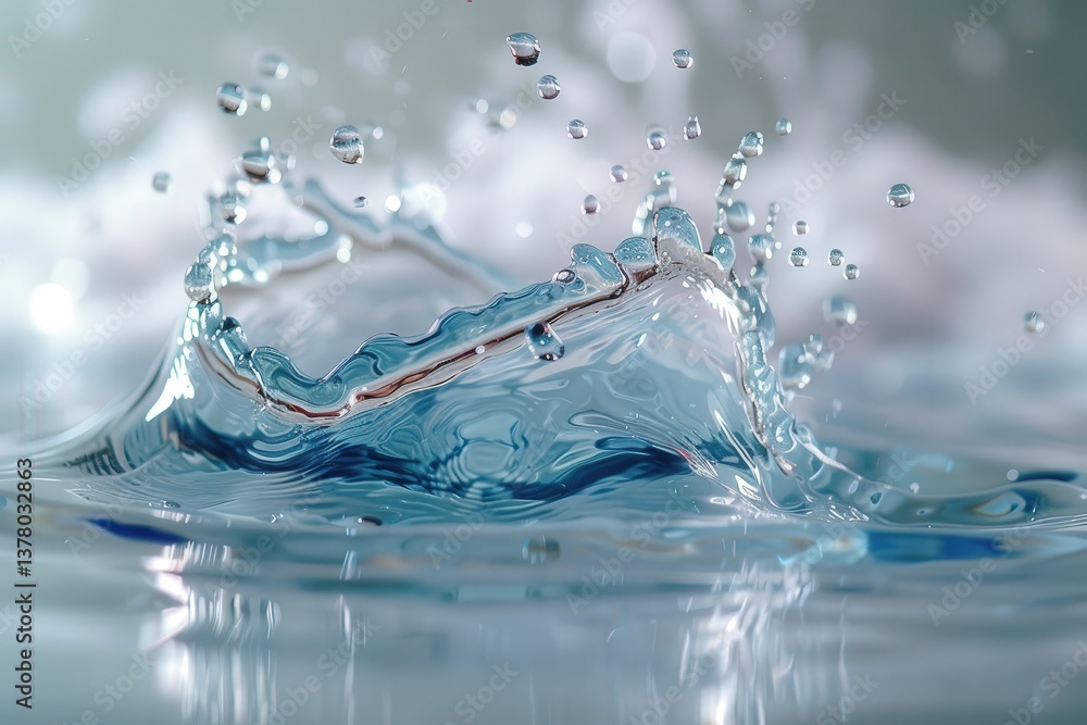 Poster a vibrant splash forms as water droplets collide, creating a mesmerizing wave effect. the tranquil a