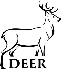Obraz premium Elegant Deer Silhouette Logo Design Wildlife, Nature, Animal