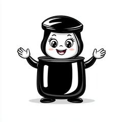 Fototapeta premium Cheerful cartoon character in a jar with a smile and welcoming pose.