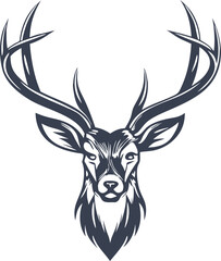 Fototapeta premium Majestic Deer Head Logo Antlers, Nature, Wildlife, Elegant Design