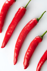 Red Chili Close up Macro Shot Highlighting Smooth Texture and Vibrant Color Against on White and Isolated Background