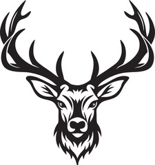 Naklejka premium Majestic Stag Head Silhouette Antlers, Nature, Wildlife, Design