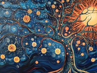 Artistic illustration of neurons with an inspiring message promoting awareness and hope for Parkinson's patients