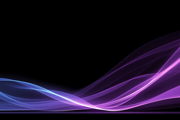 Naklejka premium Abstract dark background with purple and blue glowing wave on black