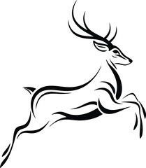 Fototapeta premium Elegant Leaping Deer Silhouette Wildlife Art, Nature, Jump