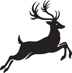 Naklejka premium Leaping Black Buck Silhouette Elegant Deer, Antlers, Majestic Animal