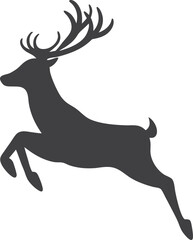 Fototapeta premium Leaping Deer Silhouette Elegant, Dark, Antlered, Graceful, Jumping, Wildlife, Nature, Forest, Animal