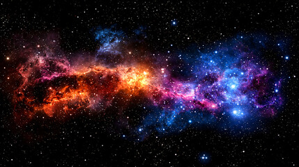 Colorful Nebula Cosmic Cloudscape with Stars and Interstellar Dust Exploration in Deep Space Art