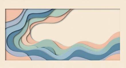 Obraz premium Abstract Paper Cut Out Design with Soft Pastel Colors and Layers