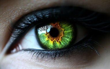 Fototapeta premium Vibrant Green Eye Macro Shot