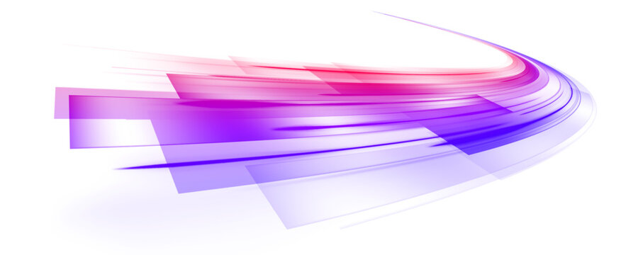 High speed IT technology concept, abstract stripes as data transfer on white background in png format. A colorful motion background of city light trails.	