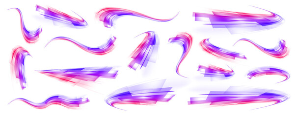 Colored shiny sparks of spiral wave. Neon stripes in the form of drill, turns and swirl. Racing cars dynamic flash effects city road with long exposure night ligh. PNG.	