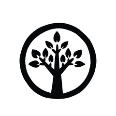 organic product sign silhouette monochrome vector hand drawn illustration