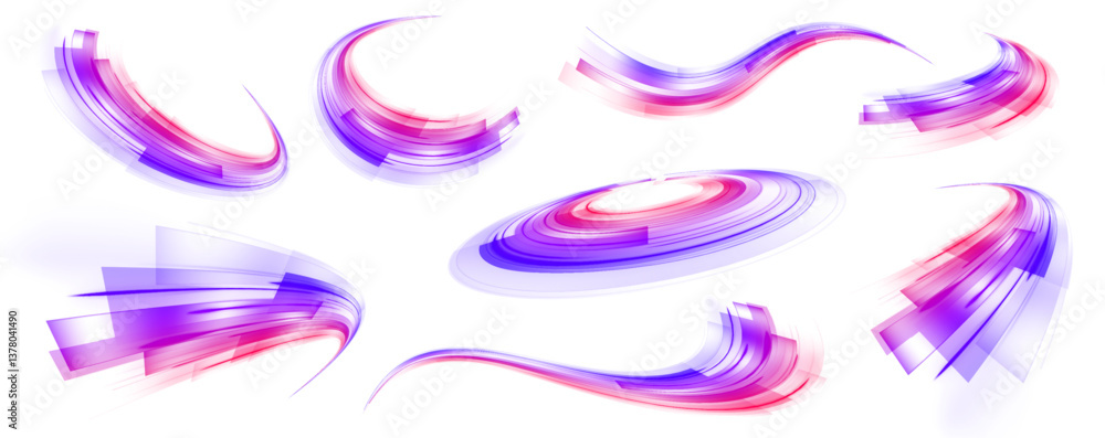 Poster vector bright speed wave wake vortex effect png. expressway, car headlight effect on isolated white 