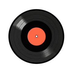 Flat vector vinyl record, minimalist design, isolated on a white background.

