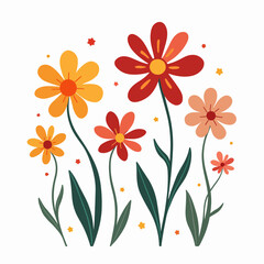 A set of flowers in the Scandinavian style.Flower collection with leaves, floral bouquets.Folk style.