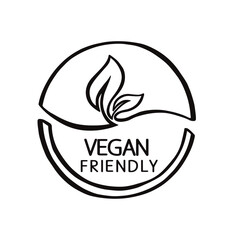 vegetarian friendly sign line vector hand drawn illustration
