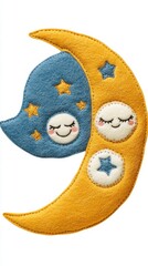 Obraz premium Handmade Felt Moon and Stars Wall Hanging - Nursery Decor