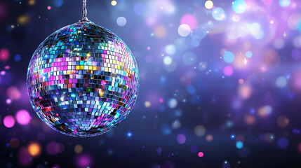 Obraz premium Shimmering Disco Ball Amidst Dreamy Spheres of Light and Celebration Atmosphere